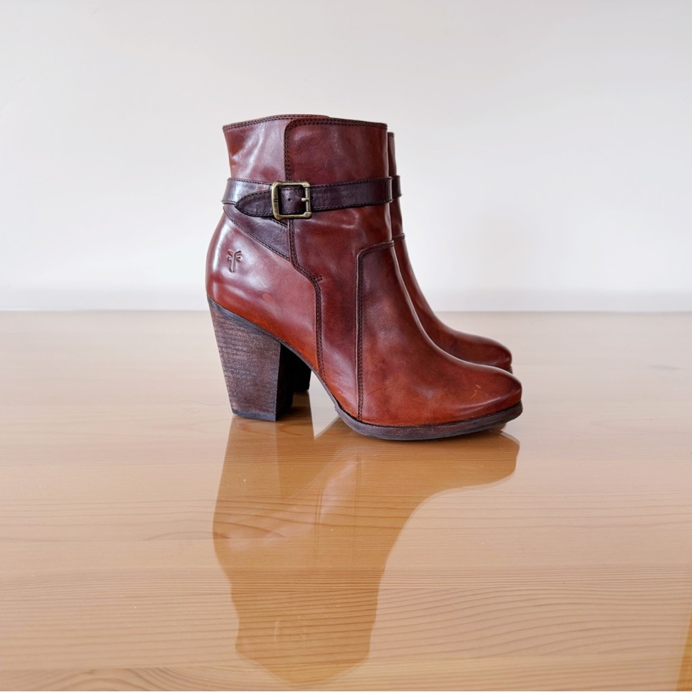 Frye Patty Riding Bootie in Cognac Brown Leather, 10